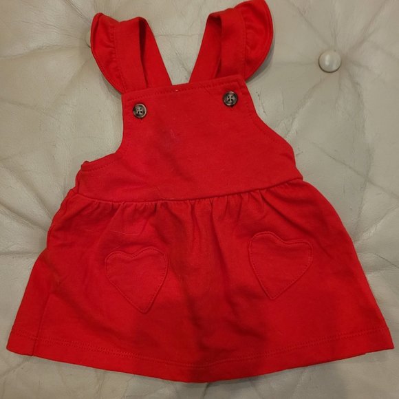 Adorable! Carter's Baby 2-Piece Red Jumper & Pink Shirt with Hearts 3 Mo - Picture 2 of 12